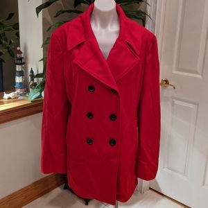 Black Rivet Women's Red Wool Blend Pea Coat Sz XXL